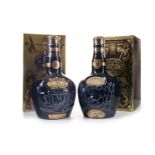 TWO CHIVAS REGAL ROYAL SALUTE AGED 21 YEARS SAPPHIRE FLAGONS