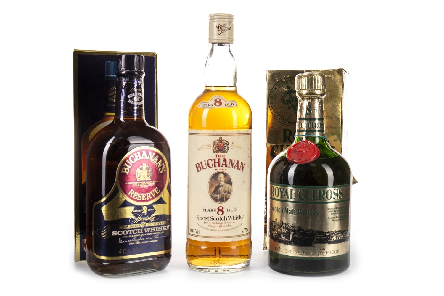 ROYAL CULROSS AGED 8 YEARS, THE BUCHANAN AGED 8 YEARS AND BUCHANAN'S RESERVE