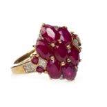 RED GEM AND DIAMOND DRESS RING