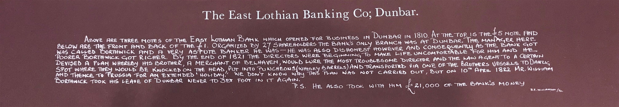 AN EAST LOTHIAN BANKING COMPANY TWENTY SHILLINGS NOTED, UNDATED - Image 2 of 2