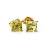 A PAIR OF PERIDOT STUD EARRINGS