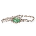 A CERTIFICATED EMERALD AND DIAMOND BRACELET