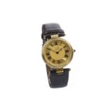 A GENTLEMAN'S DUNHILL GOLD QUARTZ WRIST WATCH