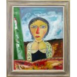 PORTRAIT OF A LADY, AN OIL BY JOHN BELLANY