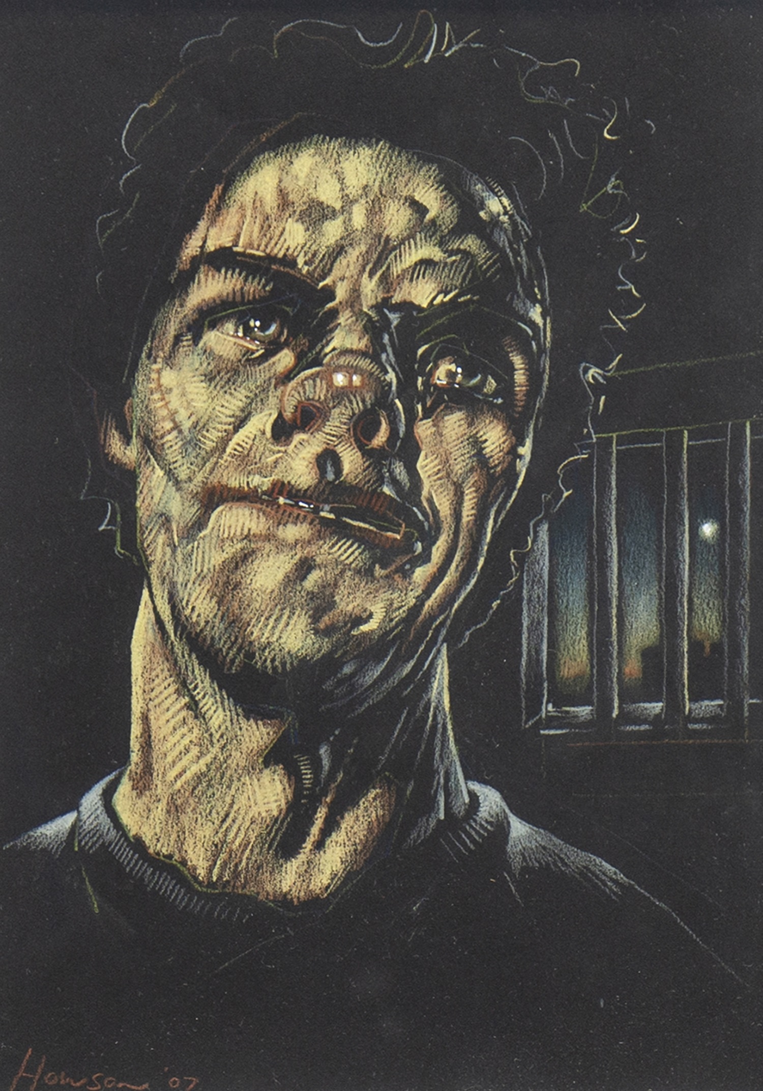 INMATE, A PASTEL BY PETER HOWSON