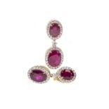 A PAIR OF CERTIFICATED RUBY AND DIAMOND EARRINGS