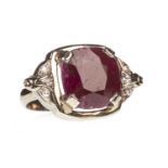 A CERTIFICATED RUBY AND DIAMOND RING