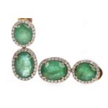 A PAIR OF CERTIFICATED EMERALD AND DIAMOND EARRINGS