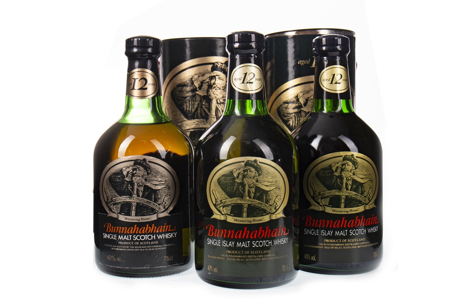 THREE BOTTLES OF BUNNAHABHAIN AGED 12 YEARS