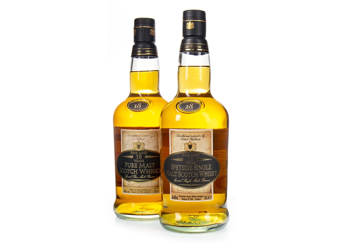 SPEYSIDE SINGLE MALT WHISKY 18 YEARS OLD AND BLENDED MALT WHISKY 18 YEARS OLD