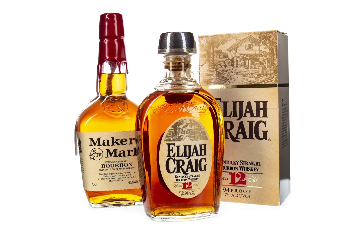 ELIJAH CRAIG 12 YEARS OLD AND MAKERS MARK