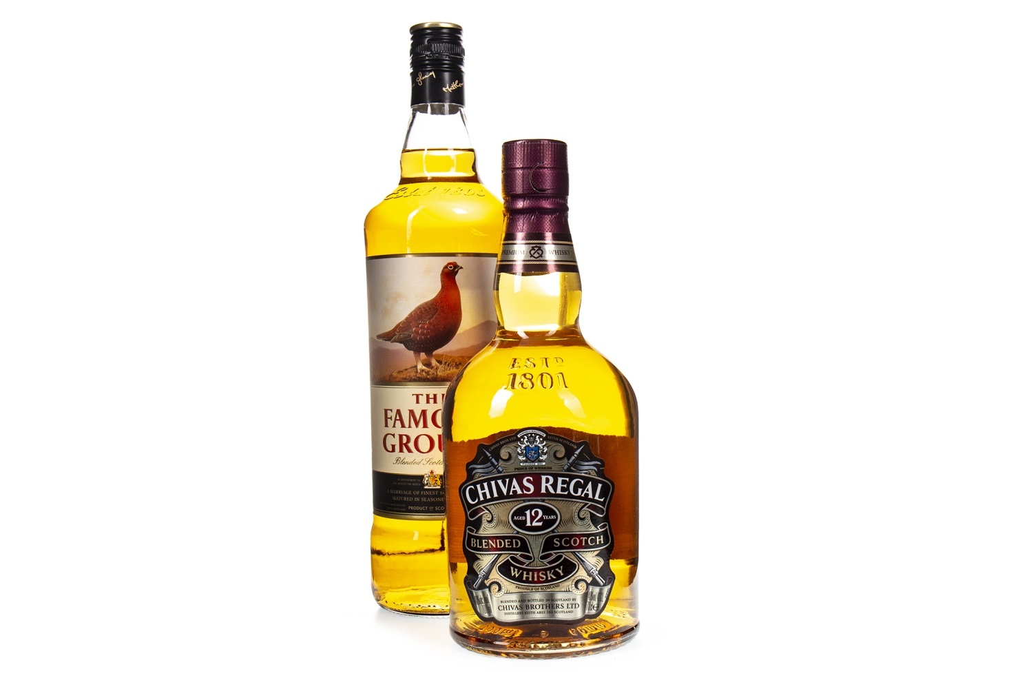 CHIVAS REGAL AGED 12 YEARS AND FAMOUS GROUSE ONE LITRE