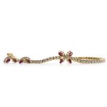 A RUBY AND DIAMOND BRACELET AND MATCHING EARRINGS
