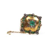 A FINE VICTORIAN GREEN GEM SET AND DIAMOND BROOCH