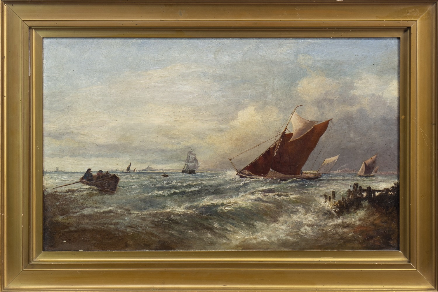 BOATS IN CHOPPY SEAS, AN OIL