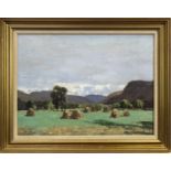 HARVEST LANDSCAPE, AN OIL BY GEORGE HOUSTON