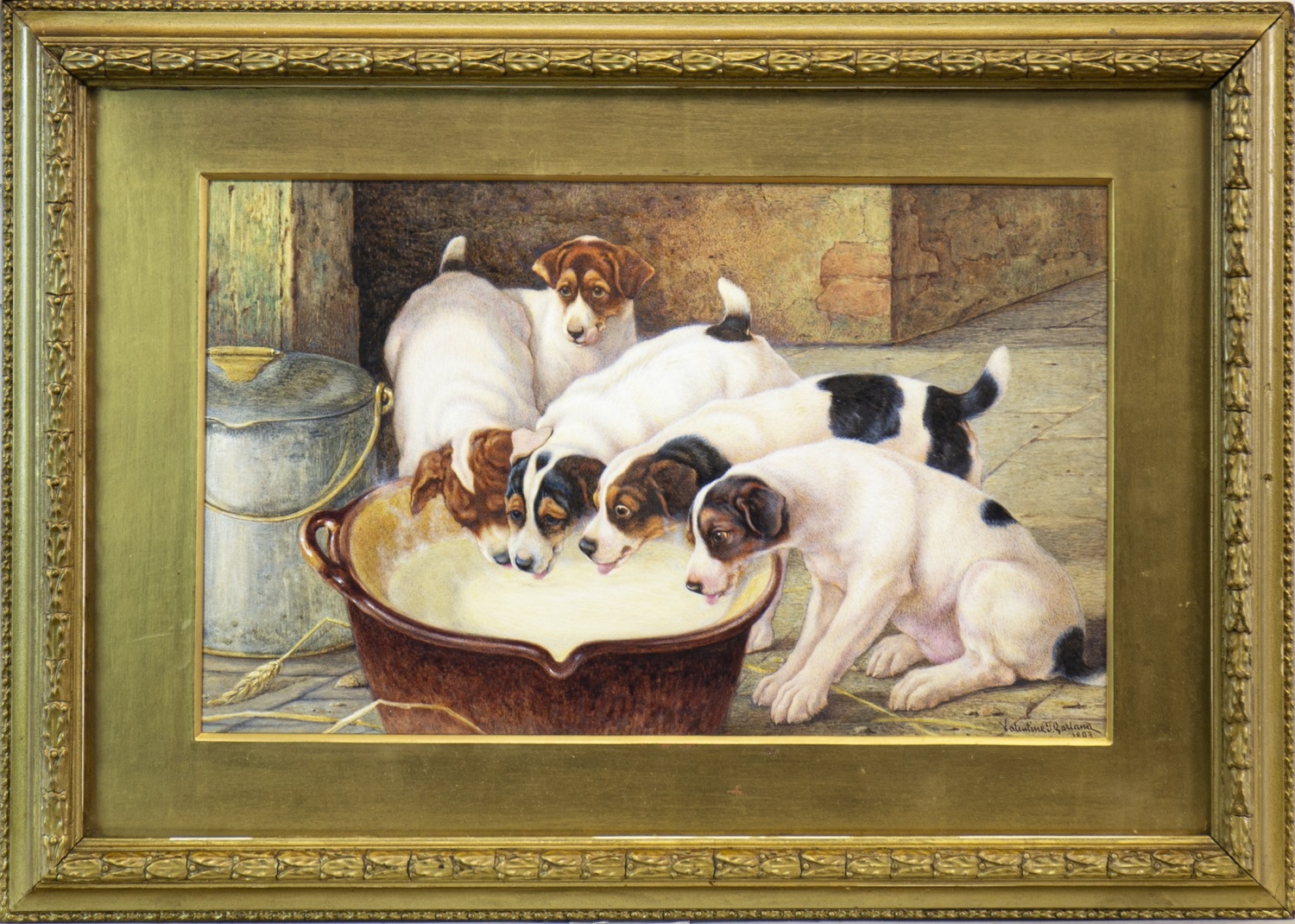 DRINK, PUPPY, DRINK, A WATERCOLOUR BY VALENTINE GARLAND