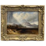 SCOTTISH LANDSCAPE WITH FIGURE, AN OIL BY ALFRED POWELL