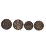 FOUR EARLY SILVER COINS