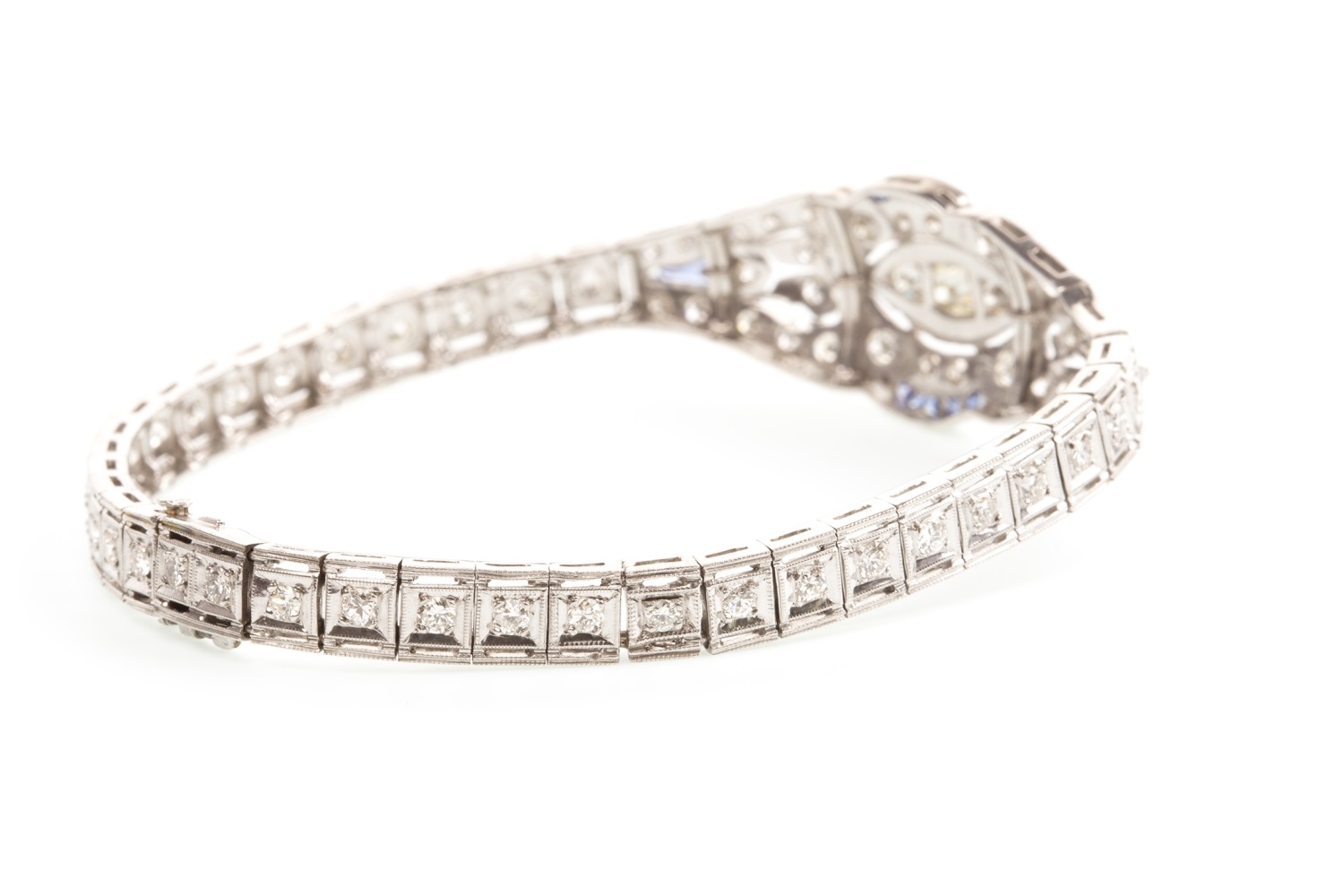 AN ART DECO STYLE SAPPHIRE AND DIAMOND BRACELET - Image 2 of 2