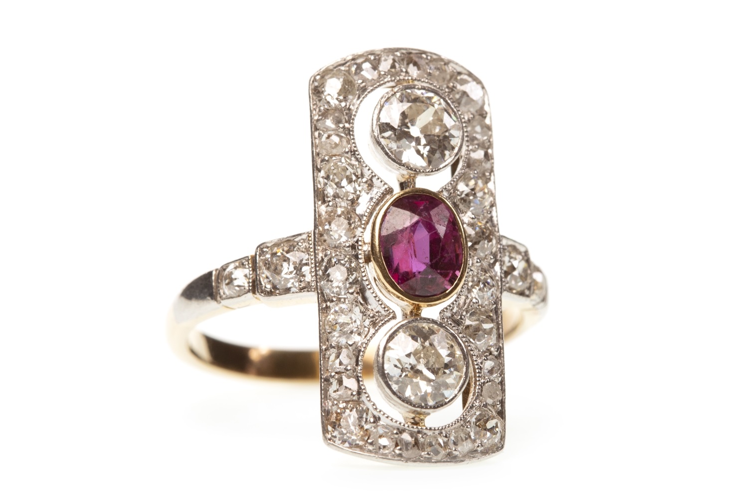 A RUBY AND DIAMOND RING