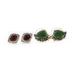 TWO PAIRS OF GEM SET STUD EARRINGS