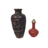 A LOT OF TWO CHINESE LACQUER VASES