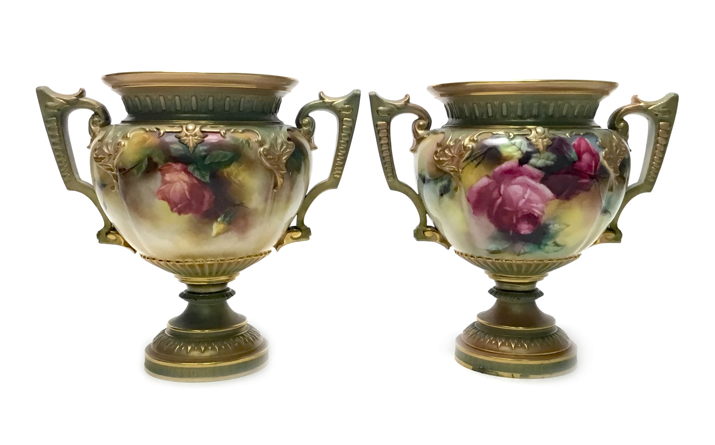 A PAIR OF ROYAL WORCESTER VASES