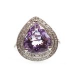 AN AMETHYST AND DIAMOND RING