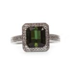 A TOURMALINE AND DIAMOND RING