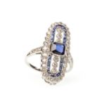 A SAPPHIRE AND DIAMOND RING