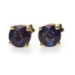 A PAIR OF SAPPHIRE STUD EARRINGS