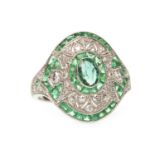 AN EMERALD AND DIAMOND RING