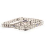 AN ART DECO STYLE SAPPHIRE AND DIAMOND BRACELET