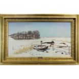 SNOWY LANDSCAPE WITH BOAT BY VIGGO LANGER