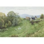 A HIGHLAND FARM, A WATERCOLOUR BY DAVID FOGGIE