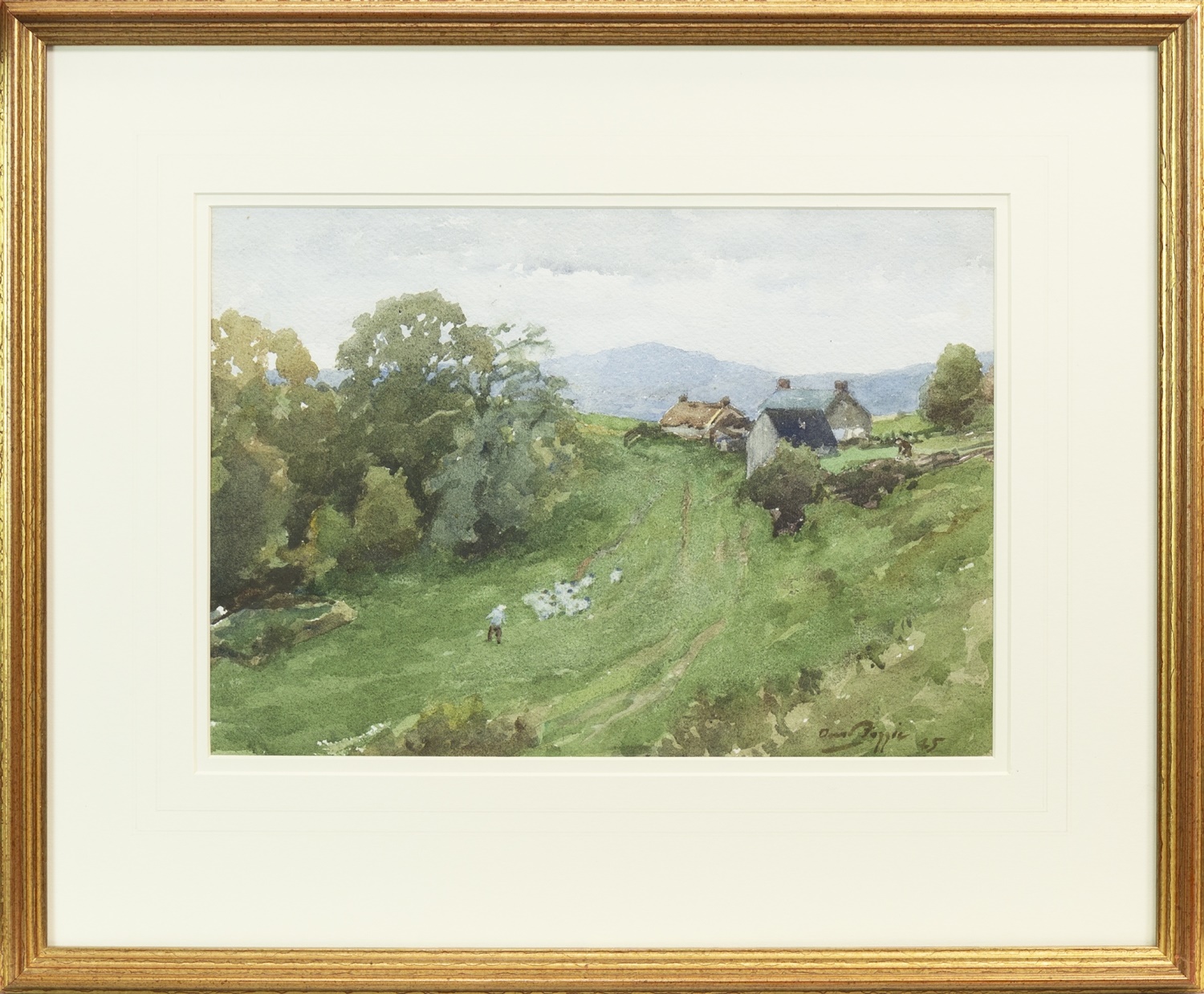 A HIGHLAND FARM, A WATERCOLOUR BY DAVID FOGGIE - Image 2 of 2