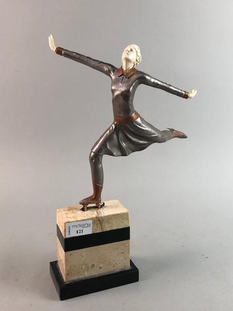 AN ART DECO STYLE FIGURE OF AN ICE SKATER