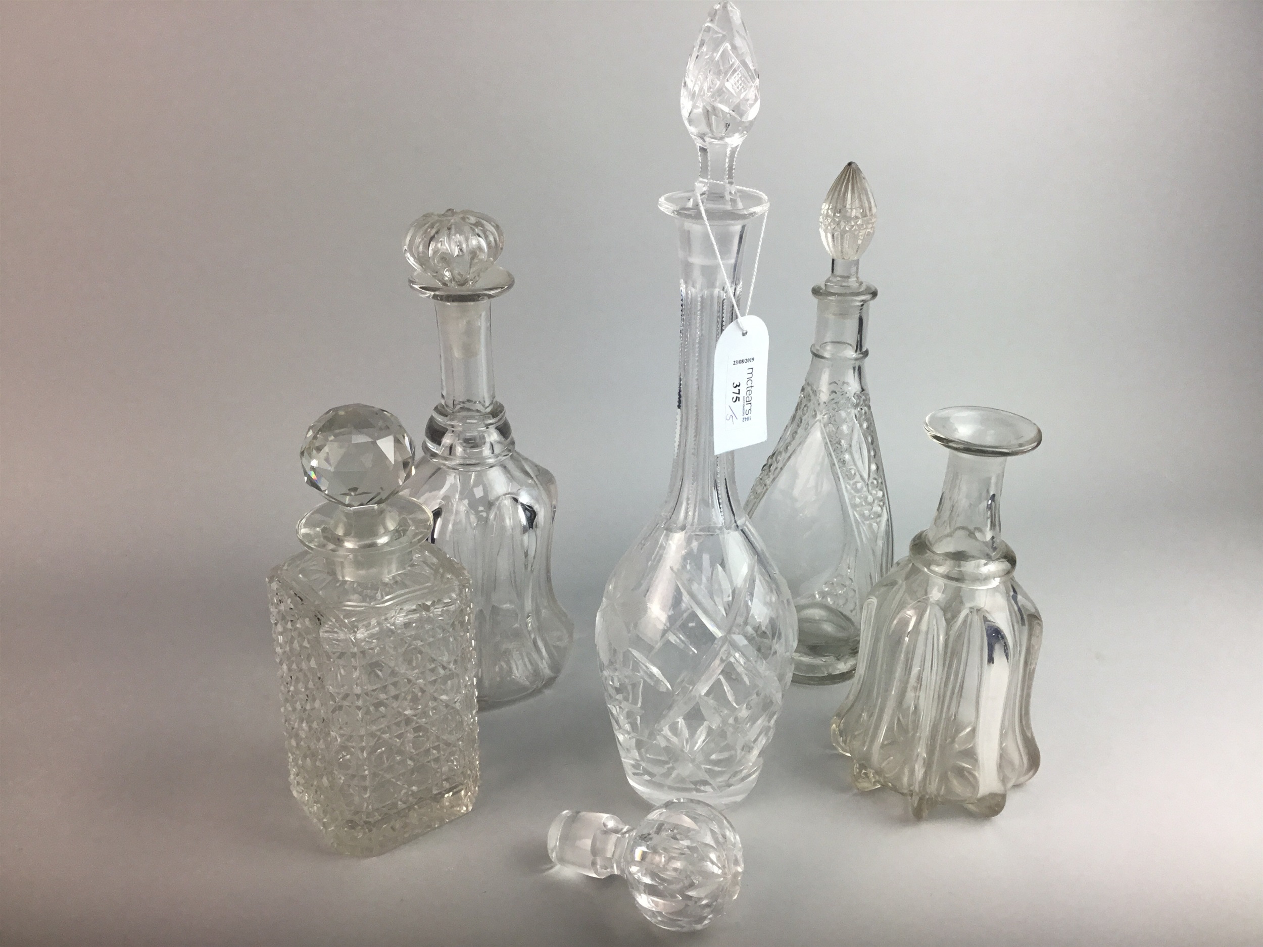 FIVE CRYSTAL DECANTERS WITH STOPPERS - Image 2 of 2