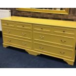 A 20TH CENTURY YELLOW PAINTED CHEST OF DRAWERS