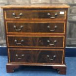 A MAHOGANY CHEST OF DRAWERS