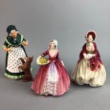 A ROYAL DOULTON FIGURE OF OLD MOTHER HUBBARD AND TWO OTHERS