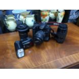 A CANON EOS 60D CAMERA WITH ACCESSORIES