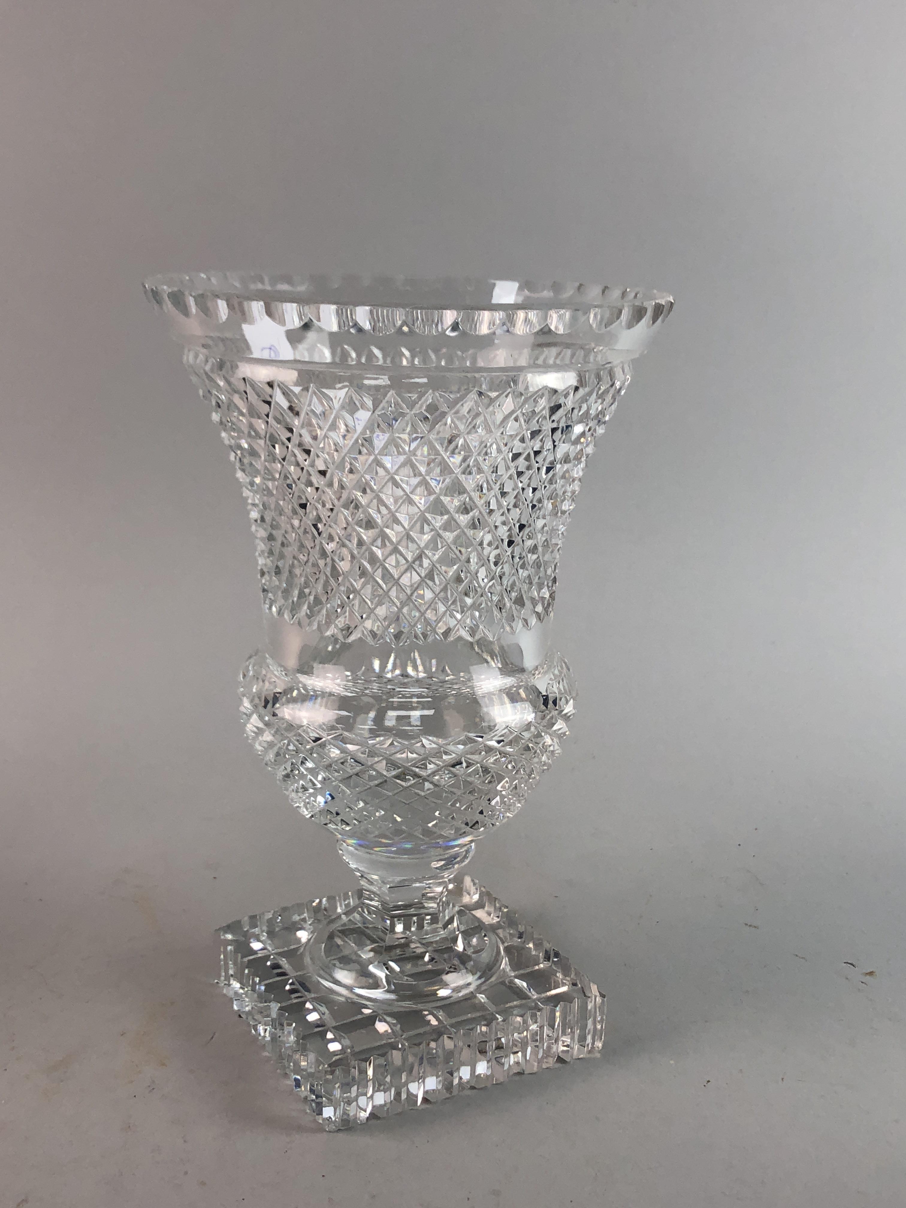 A VICTORIAN GLASS DECANTER, VASE AND BOWL - Image 2 of 3