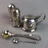 A SILVER CRUET SET