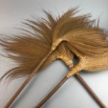 THREE AFRICAN BAMBOO FLY WHISKS