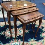 TWO MAHOGANY NEST OF THREE TABLES