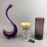 A MURANO GLASS SWAN AND OTHER GLASS