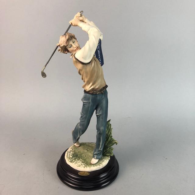 AN ITALIAN FIGURE OF A GOLFER AND TWO OTHER FIGURES