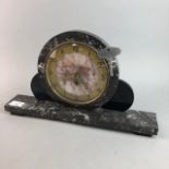 AN ART DECO STYLE MARBLE MANTEL CLOCK